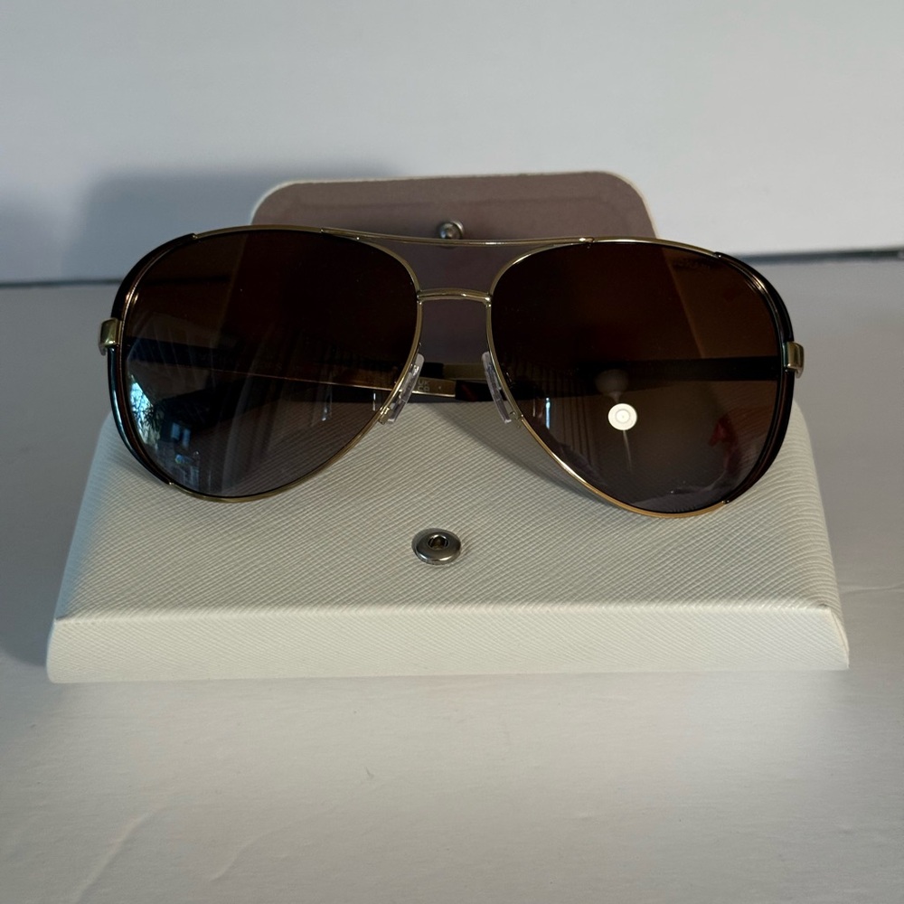 Michael Kors Gold and Brown Aviator Sunglasses